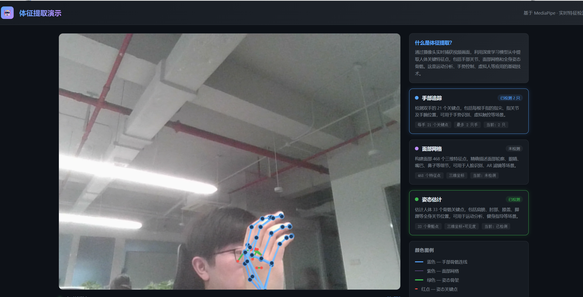 MediaPipe Holistic 多模态体征提取演示